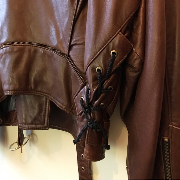 Iconic Bentley motorcycle genuine oversize leather jacket in brown - Picture 9 of 14